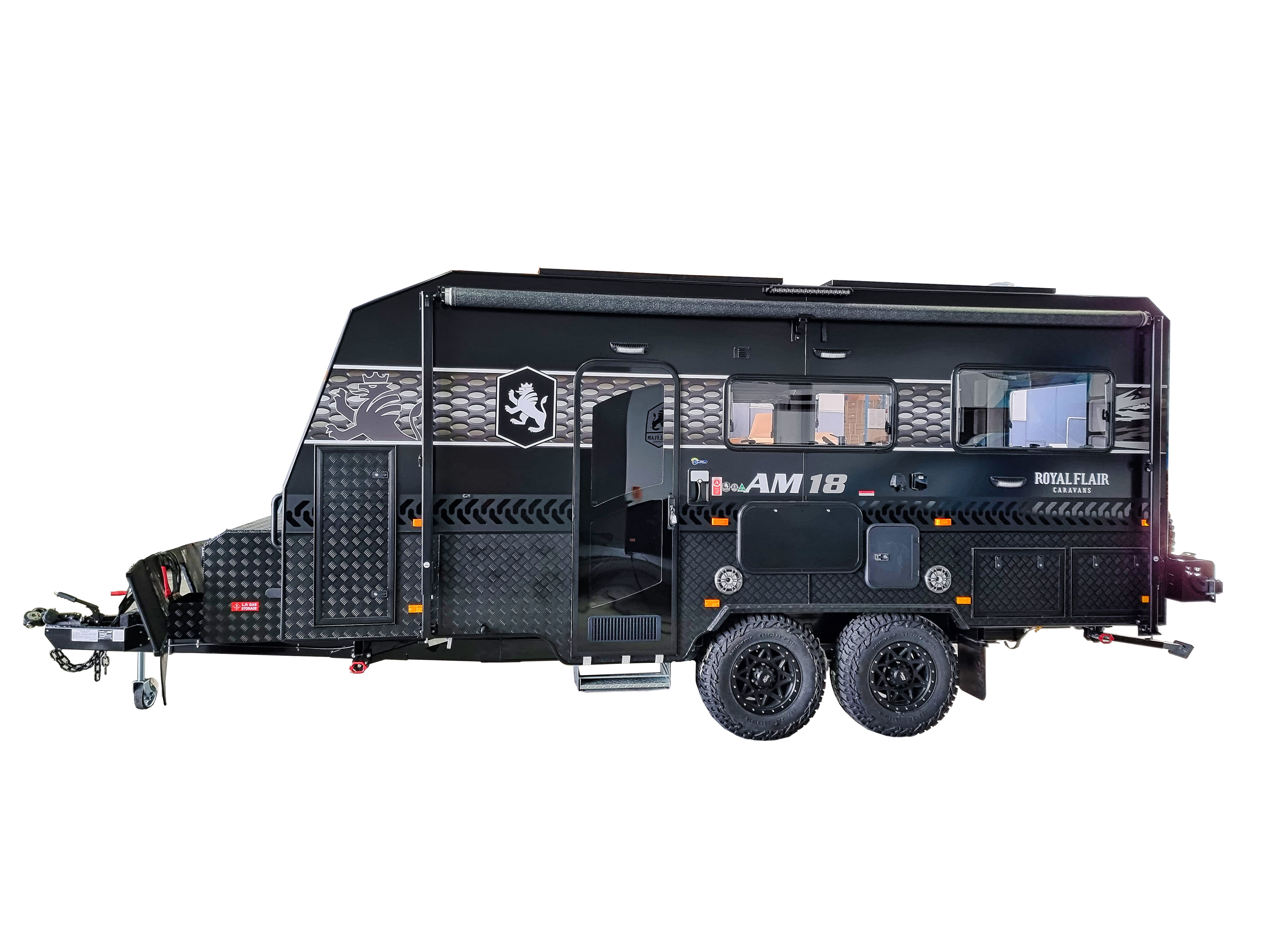 Black Aussiemate's Luxury Caravan: combining chic design with airbag suspension for a tranquil ride