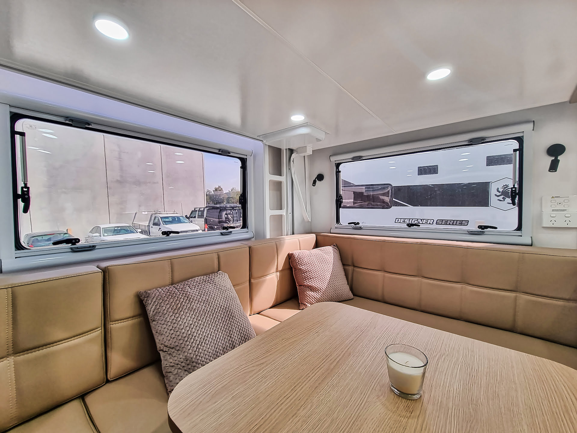 Step inside the Black Aussiemate Luxury Caravan, where airbag suspension meets exquisite interior craftsmanship.